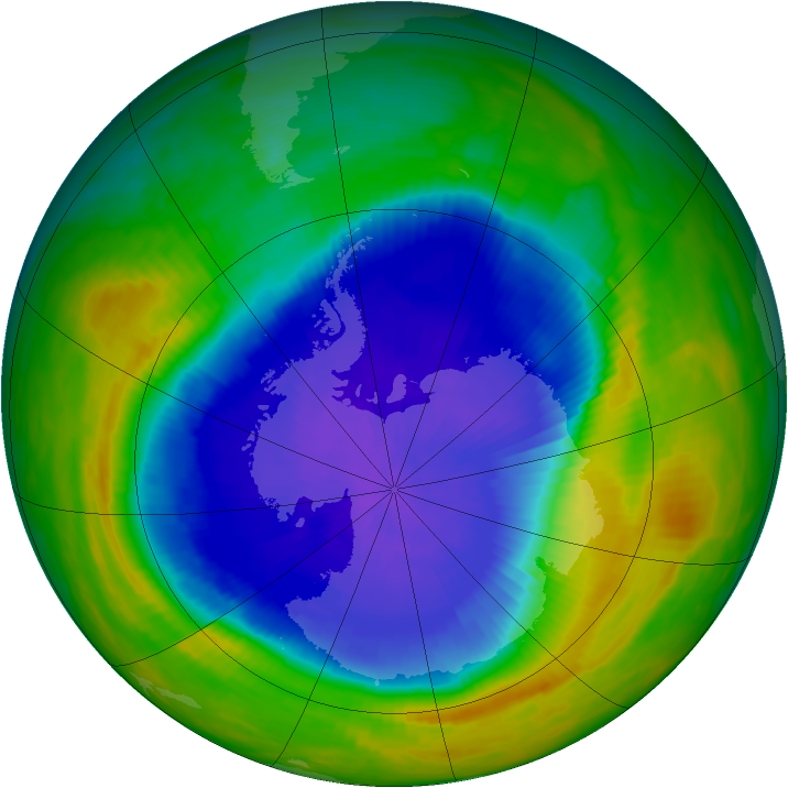 Antarctic ozone map for 16 October 1990